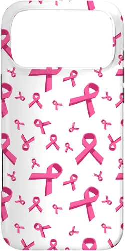 Vista 22 de Funda de soporte para iPhone 17 de mujeres de concientización sobre el cáncer de mama con patrón de cinta rosa