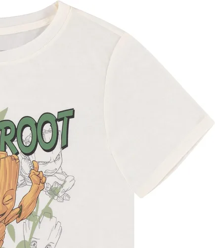Vista 4 de Marvel Camiseta para mujer Comics Groot Guardians of The Galaxy y SHIELD Groot con dobladillo curvado para mujer