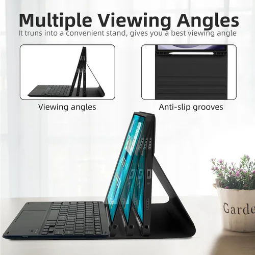 Vista 4 de EAMPANG Funda con teclado y panel táctil para Samsung Galaxy Tab A9 Plus 11 pulgadas (SM-X210/X216/X218), teclado magnético extraíble con panel