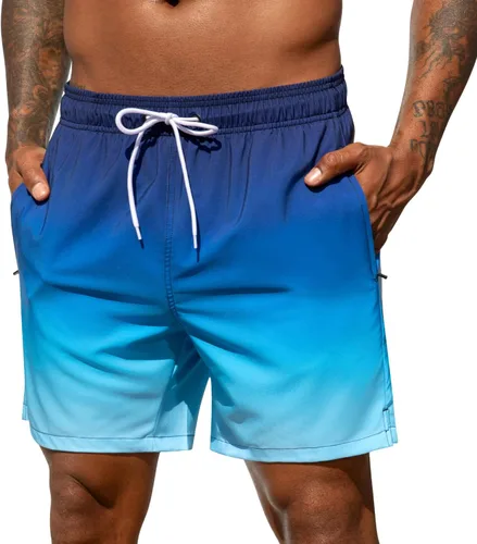 Vista 23 de SILKWORLD Traje de baño para hombre, pantalones cortos de playa de secado rápido con bolsillos Ejército Verde-ag