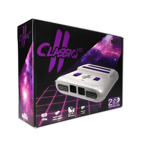 Vista 2 de Old Skool Classiq 2 HD 720p Twin Video Game System GreyPurple Compatible with SNESNES Nintendo and Super Nintendo cartridges