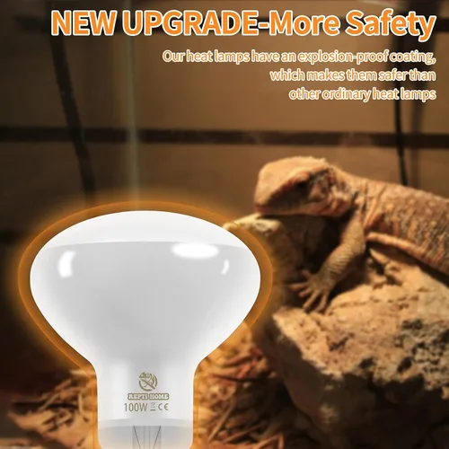 Vista 3 de Bombilla de calor para reptiles (3ª generación sin rota), paquete de 2 luces de 50 W para reptiles y anfibios, bombilla de calor de luz diurna UVA