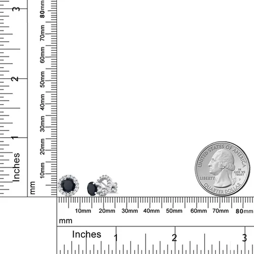 Vista 186 de Gem Stone King Aretes redondos de plata de ley 925 de 0.236 in con piedra natal extraíble para mujer