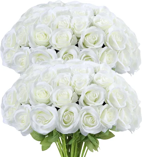 Vista 35 de LVEFIT - 12 rosas artificiales de otoño para decoración de otoño Beige