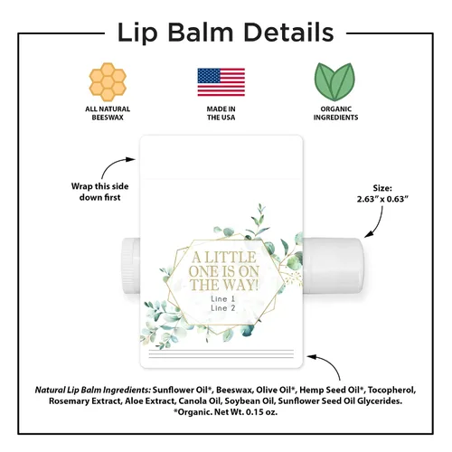 Vista 9 de Bálsamo labial para baby shower, bálsamo labial personalizado, baby shower neutro, baby shower con temática geométrica, baby shower para niño, baby
