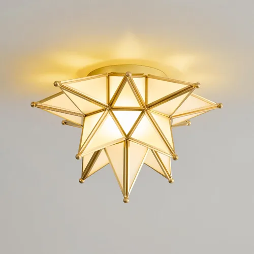 Vista 12 de Lámpara de techo negra con estrella morava, bronce aceitado, estilo vintage, antiguo, iluminación empotrada, estilo Art Deco de mediados de siglo