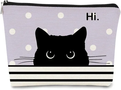 Vista 14 de Regalos de Gatos - Pequeña bolsa de maquillaje, bolsa de cosméticos para amantes de los gatos, bolsa de maquillaje para adolescentes y mujeres, cat 1