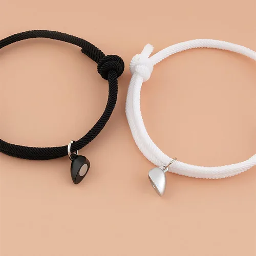 Vista 3 de Pulsera de cadena de eslabones delicados para hombres y mujeres pulsera magnética de joyería para parejas regalos de amor eterno por el conjunto