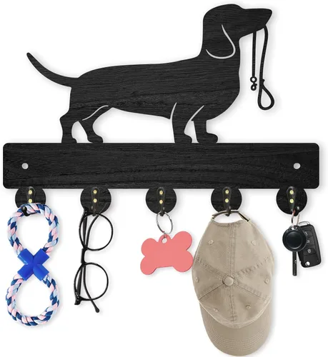 Vista 16 de MAYJOYDIY Perchero de pared de madera con 5 ganchos, diseño de ciervo de bosque negro, soporte para llaves y organizador para entrada, pasillo, sala