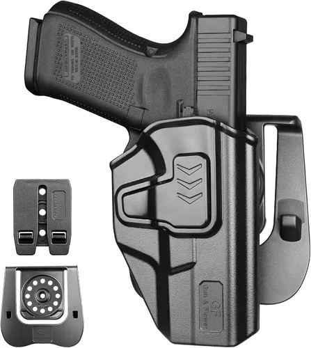 Vista 10 de GUN & FLOWER Paddle OWB Holster for Glock 17/19, Taurus G2C/G3C, 1911 5" No Rail, with Molle Adapter, Index Finger Release, 360° Adjustable Paddle