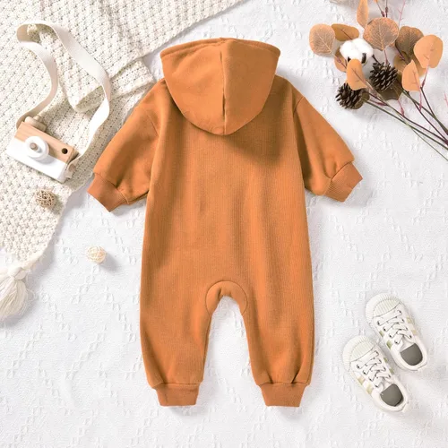 Vista 4 de Unutiylo Enterizo unisex de manga larga con cremallera y capucha para bebés y niñas