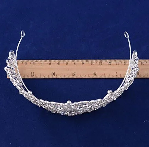 Vista 6 de WIIPU Lujo Teardrop CZ Rhinestone vidrio boda tiara corona (A1063)