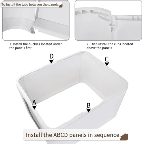 Vista 8 de RIZZARI Caja de acero inoxidable para gatos: bandeja de arena cerrada de gran capacidad negra con paredes altas, revestimiento de teflón