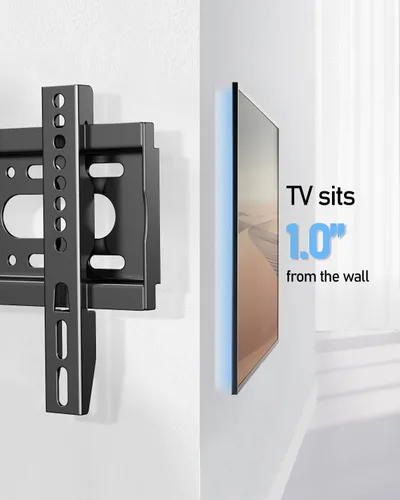 Vista 8 de Nuyoah Soporte de pared para TV de perfil bajo y fijo para televisores y monitores de pantalla plana de 14 a 43 pulgadas y hasta 55 libras, soporte