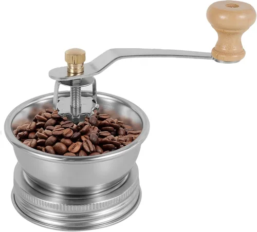 Vista 8 de Molinillo de café con mango de manivela, accesorio de tapa manual para tarros Mason de boca ancha, molinillo de granos de café a mano, molinillo