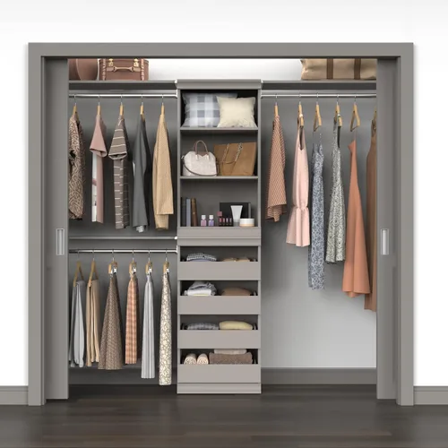 Vista 8 de ClosetMaid Kit de estante de almacenamiento modular y barra para colgar, color gris pardo
