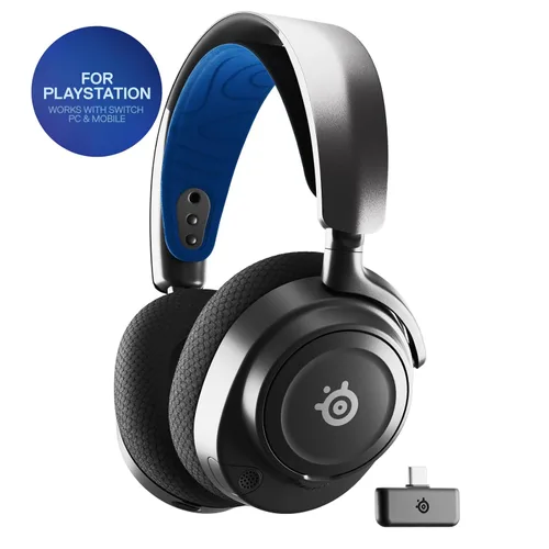 Vista 7 de SteelSeries Arctis Nova 7P Auriculares inalámbricos multiplataforma para juegos, controladores magnéticos de neodimio, 2.4 GHz + Bluetooth, batería