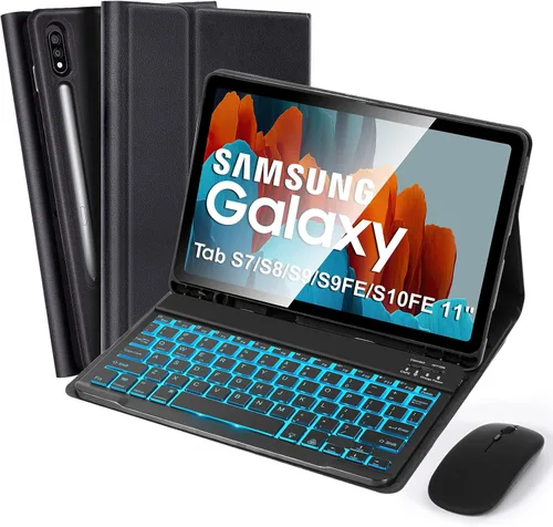 Vista 16 de SOPPY Teclado retroiluminado de 7 colores con mouse para Samsung Galaxy Tab S6 Lite de 10.4 pulgadas 2022/2020 (SM-P610/P613/P615/P619), funda