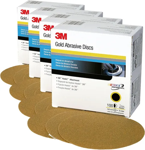 Vista 14 de 3M 182 Hookit - 236U Oro 6 pulgadas, P1C, disco de película antipolvo., 6, Dorado