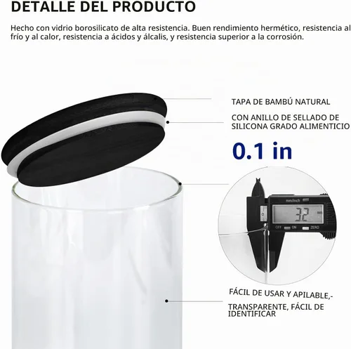Vista 4 de ZOMUIA Rustic Modern Black - 2 tarros pequeños de almacenamiento de café de 44 onzas con estante, 2 recipientes de café de vidrio herméticos