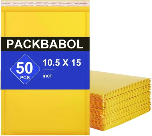 Vista 10 de packbabol Sobres de burbujas de papel kraft 3.5x5 Pulgadas 50 Pack, sobres autoadhesivos de papel para embalaje, sobres de adhesión fuerte, pequeñas