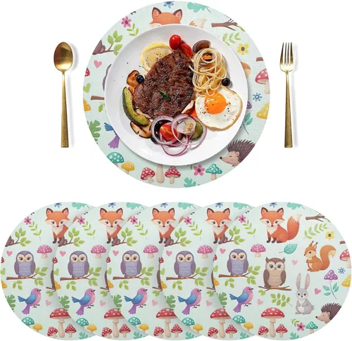 Vista 3 de Cute Animals Table Placemat, Washable Place Mat Heat Resistant for Kitchen one sizex4