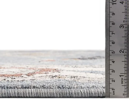 Vista 2 de Unique Loom Eco Traditional Collection - Alfombra animada (rectangular de 2 pies x 3 pies 0 pulgadas, azul puerto, beige)