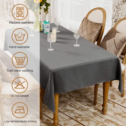 Vista 5 de BALCONY & FALCON Mantel Rectangular de Lino Sintético Impermeable Lavable Limpiable Cubierta de Mesa para Decoración de Mesa de Cocina Comedor