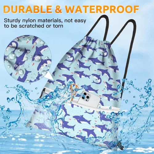 Vista 2 de Mochila con cordón bolsa de cuerda, Tiburón pequeño, Classic