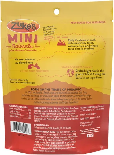 Vista 4 de Zuke's Mini Naturals Premios para entrenamiento de perros, suaves y masticables, con receta de pollo