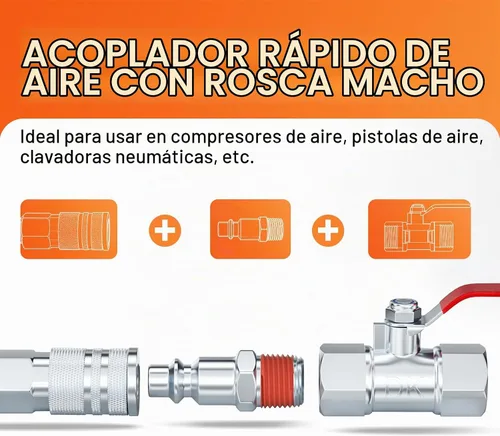 Vista 7 de GASHER Enchufe de aire industrial macho NPT de 1/4 pulgadas, tapones neumáticos 300PSI (paquete de 20)