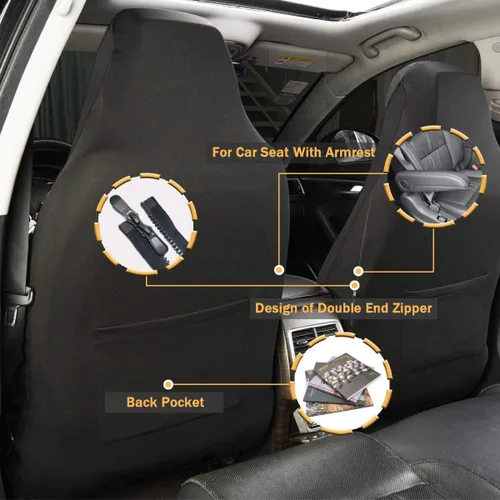 Vista 3 de Flying Banner Fundas de asiento de automóvil de fibra de carbono de calidad, tela de malla de aire, deportiva, respaldo bajo, respaldo alto