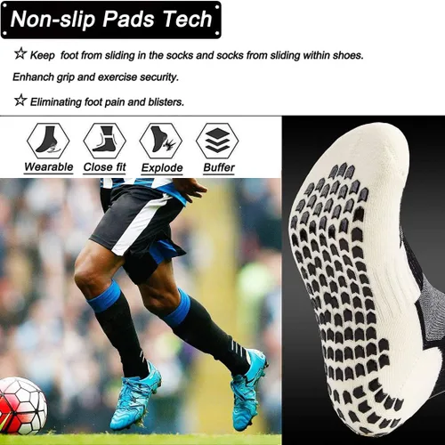 Vista 3 de Calcetines deportivos antideslizantes para hombres y mujeres, calcetines de fútbol con agarres, calcetines antideslizantes para yoga, gimnasio