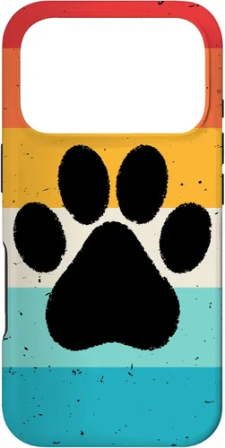 Vista 30 de iPhone 16 Gato Perro Paw Print en estilo retro Vintage Case