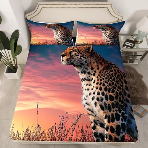 Vista 11 de Erosebridal Juego de cama de caballo para niñas, niños y parejas, sábana bajera ajustable de caballos blancos y negros, tamaño individual, diseño