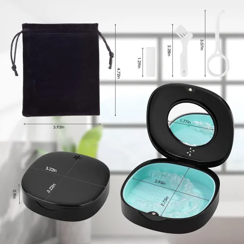 Vista 3 de Doboli Funda de retención, Slim Aligner Funda protectora bucal compatible con Invisalign Negro