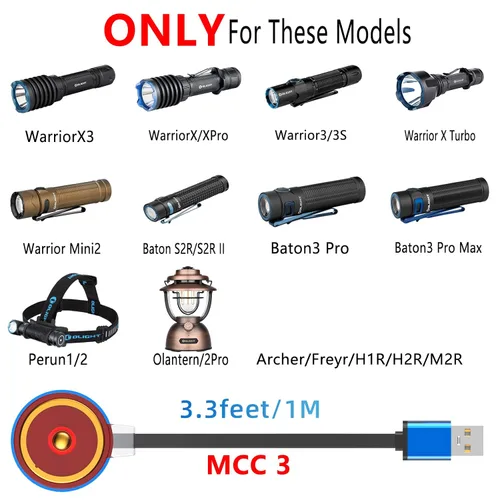 Vista 3 de Cargador magnético MCC 3, compatible con Olighit Odin y Olantern Series, Perun, Perun 2, Javelot, Marauder Mini, Seeker 3 Pro, Warrior, Baton S2R