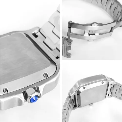 Vista 9 de Reloj de pulsera cuadrado de moda para hombre, 3ATM, impermeable, de acero sólido, MIYOTA 8215, relojes automáticos para hombre, viento automático
