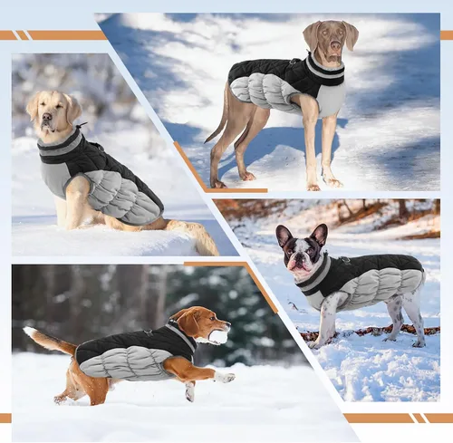 Vista 6 de Chaqueta de invierno para perro, abrigo impermeable y reflectante, resistente al viento, ropa cálida para mascotas, cómoda ropa de forro polar