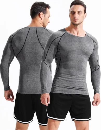 Vista 4 de Neleus - Camisas de compresión de manga larga para hombre, para ejercitarte, correr, 3 u.