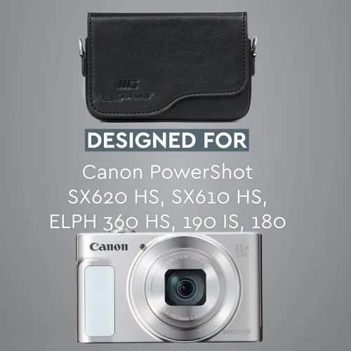 Vista 4 de MegaGear MG1089 - Funda de piel para cámara con correa compatible con Canon PowerShot SX620 HS, ELPH 180, ELPH 190 is, ELPH 360 HS, ELPH 170 is