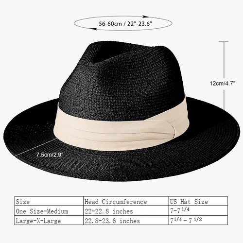 Vista 40 de Lanzom - Sombrero de paja playero para mujer, de ala ancha, plegable, estilo Fedora, UPF50+