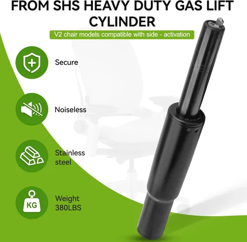Vista 6 de Cilindro elevador de gas resistente para silla Steelcase Leap v2, Side Activate - Accesorios de elevación de silla, 4 pistones hidráulicos con 380
