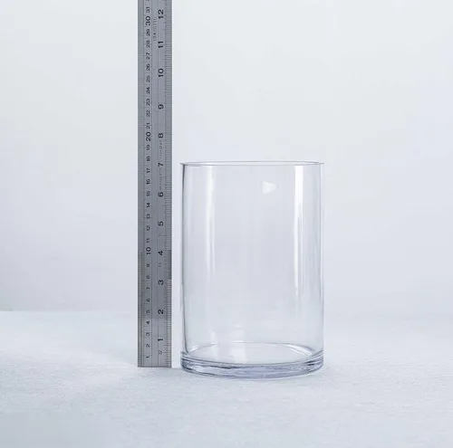 Vista 5 de CYS EXCEL Jarrón cilíndrico de vidrio (A: 7" D: 5") Múltiples opciones de tamaño Jarrones de vidrio para flores como centros de mesa Jarrón