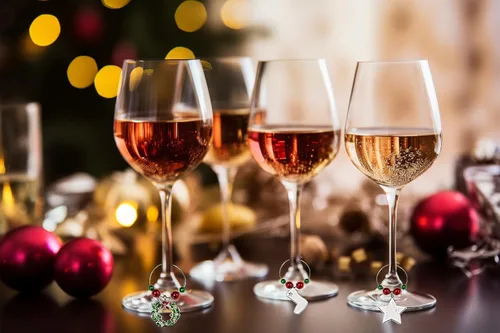 Vista 4 de Barra de abalorios de copa de vino de Navidad y marcadores de copa de vino