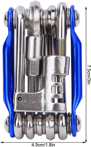 Vista 5 de plplaaoo Kit de herramientas de reparación de bicicleta de montaña, multiherramienta de bicicleta de metal ligero, juego de herramientas