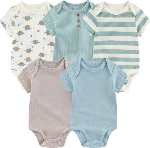 Vista 57 de Body de manga corta para bebé recién nacido, ropa de algodón de una pieza, 5 unidades, 0-12 meses