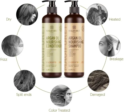 Vista 3 de MagiForet - Acondicionador para cabello y champú, acondicionador de aceite de argán, acondicionador natural para cabello seco y dañado