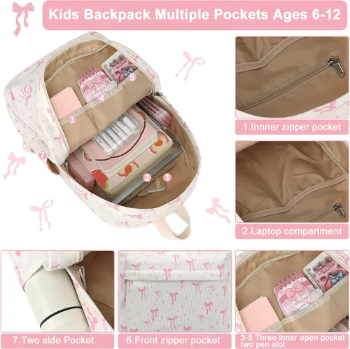 Vista 3 de BTOOP Mochila escolar para adolescentes, mochila grande de pana ligera, para niñas, niños, casual, escuela secundaria, universidad, Mochilas Daypack
