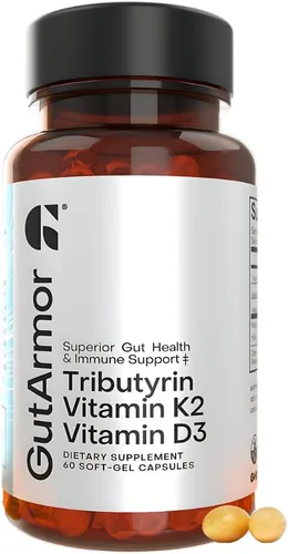 Vista 14 de Salud intestinal y cardíaca + apoyo inmunológico 1 mes de suministro 30 cápsulas de gel suave butirato puro de 350 mg y vitamina D3 2000 IU